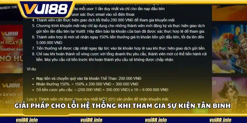 Giải pháp cho lỗi hệ thống khi tham gia sự kiện tân binh
