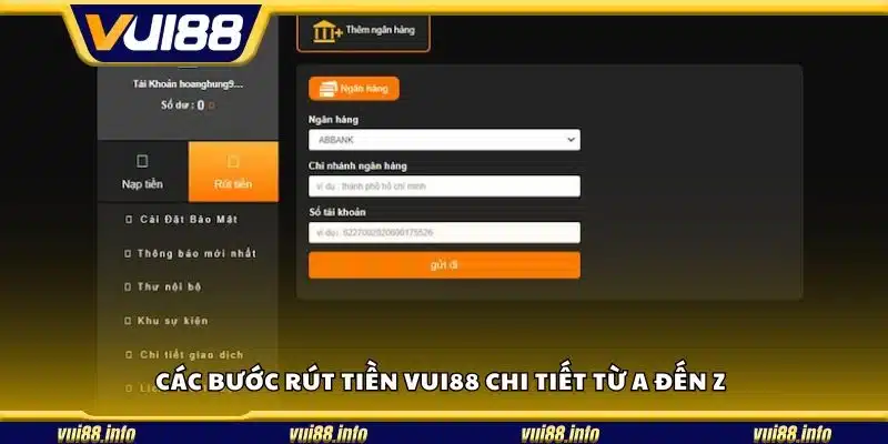 Các bước rút tiền Vui88 chi tiết từ A đến Z