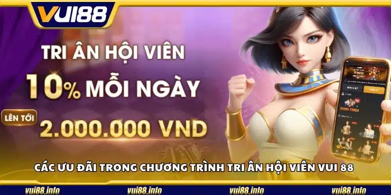 Các ưu đãi trong chương trình tri ân hội viên Vui 88